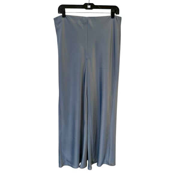 Joie Blue Wide Leg Elastic Waist Satin Pull On Dress Pants Womens 10 - Picture 1 of 4
